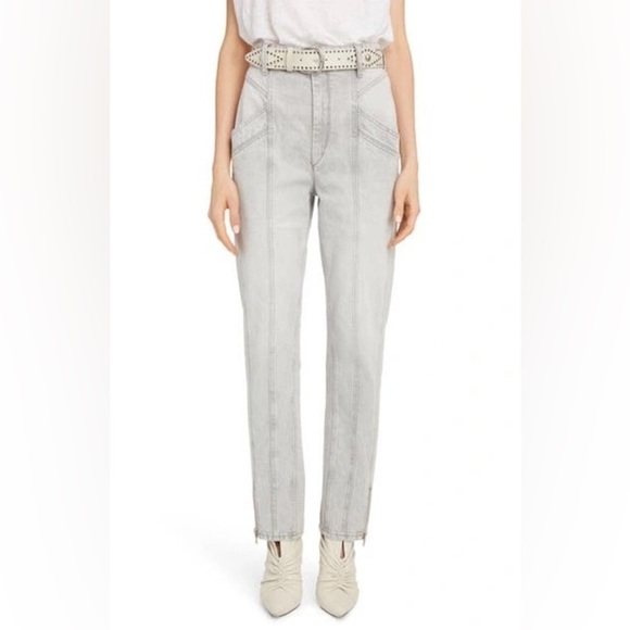 Isabel Marant || Kelissa Paneled High-Rise Straight Jeans FR 38 US 6 - Picture 1 of 13